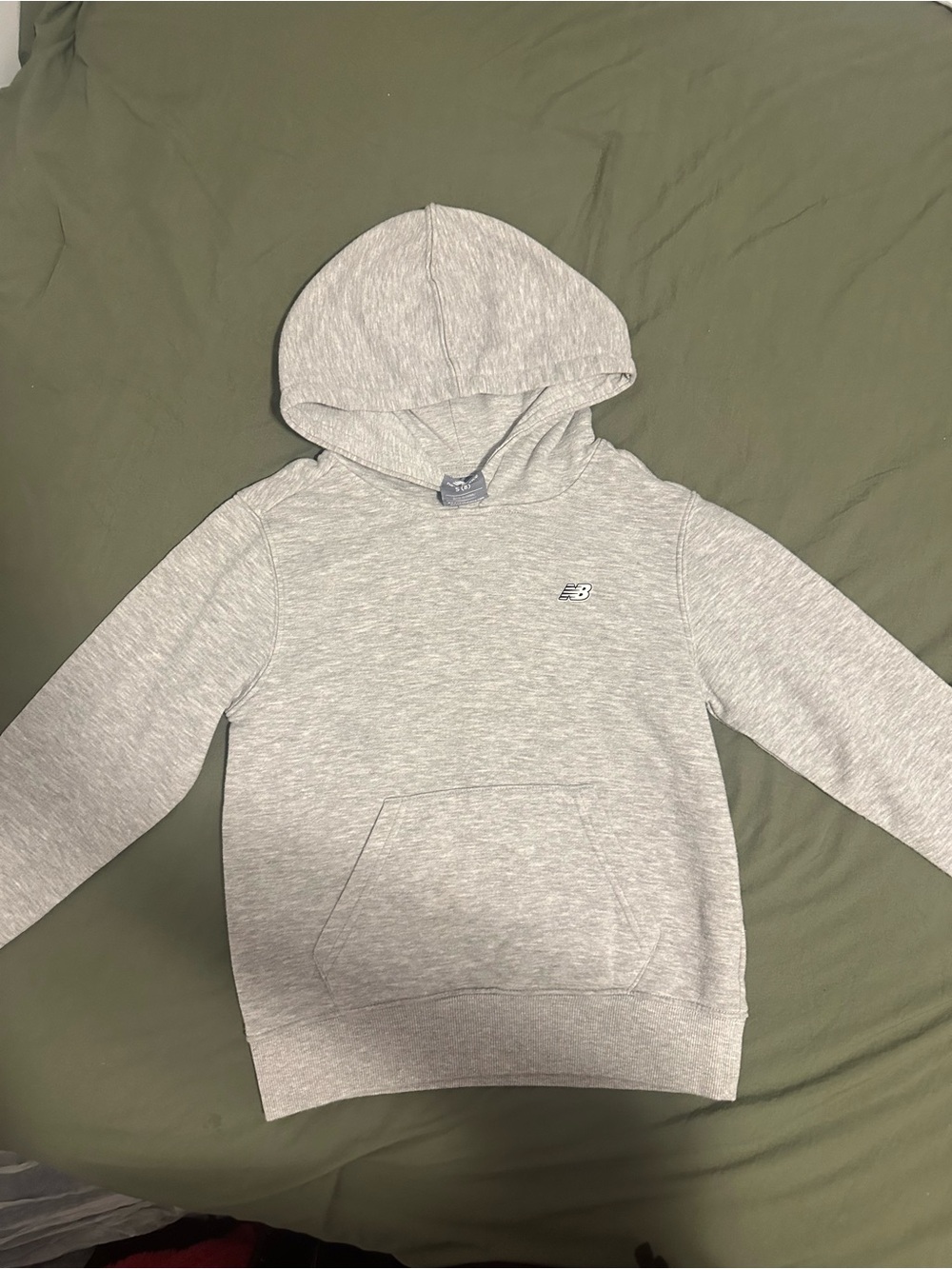 New Balance Light Gray Kids Hoodie with Kangaroo Pocket